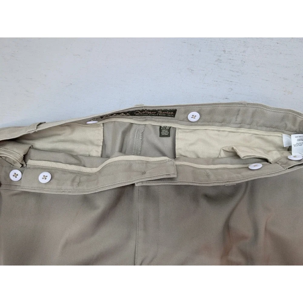 Cabela's Outfitter Series Chino Pants Mens 42x30 Tan Cotton Flat Front Suspender